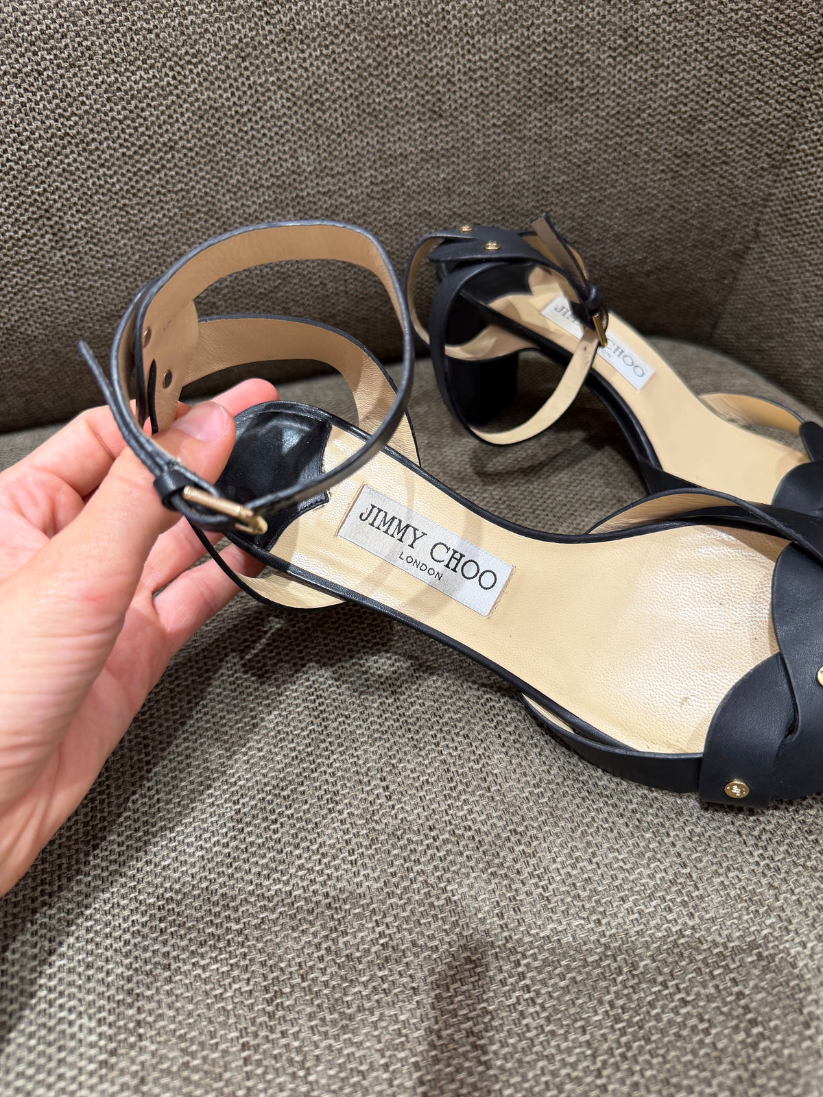Jimmy Choo - Sandales noires à talons - T.36 1/2 01/09