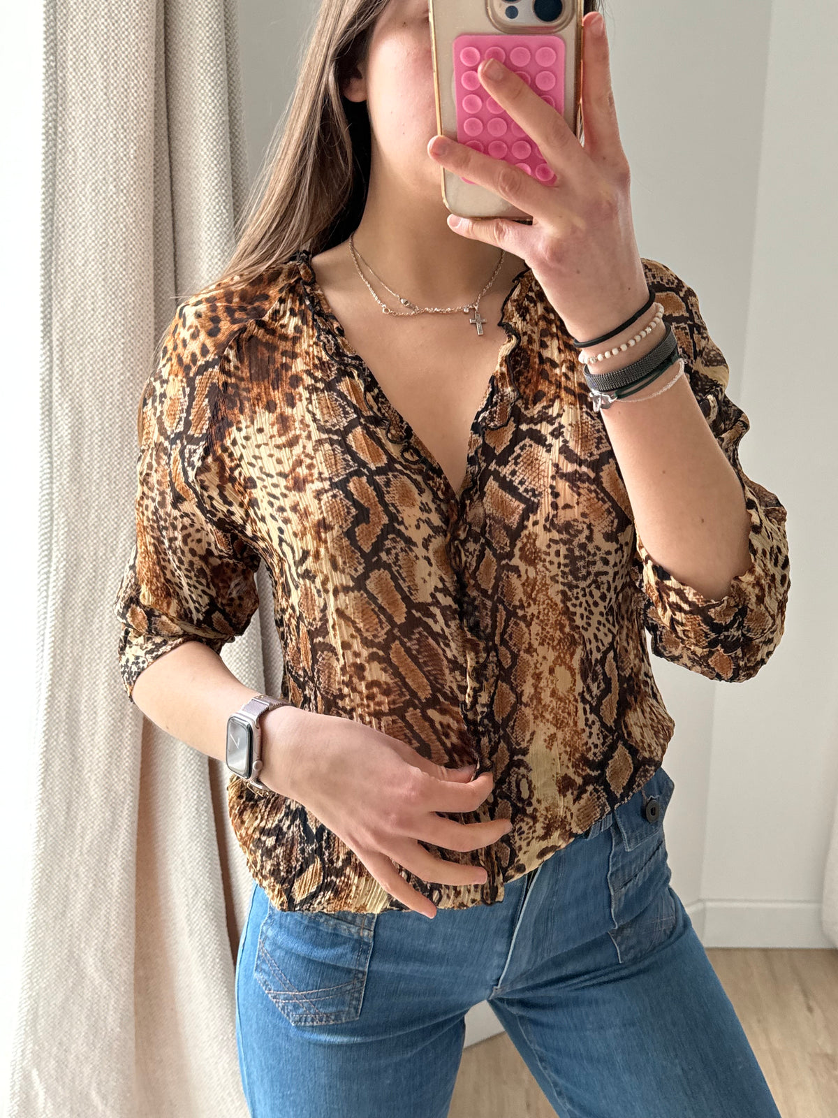 Blouse Ba&sh marron serpent T.XS