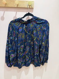 Caroll Bleu marine fleurs violette Chemise T.M