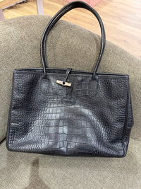 Sac cabas Longchamp noir effet croco 10/10
