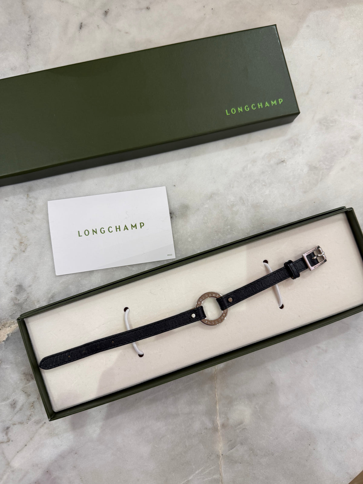 Bracelet noir en cuir Longchamp