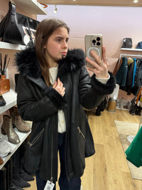 Veste noire Rizal en peau laine T.38