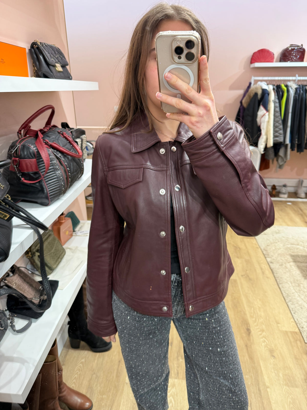 Veste en cuir Caroll T.40/42