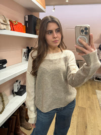 Pull Vanessa Bruno Athé beige et taupe T40