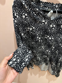 Blouse Maje noire étoiles blanches T.L