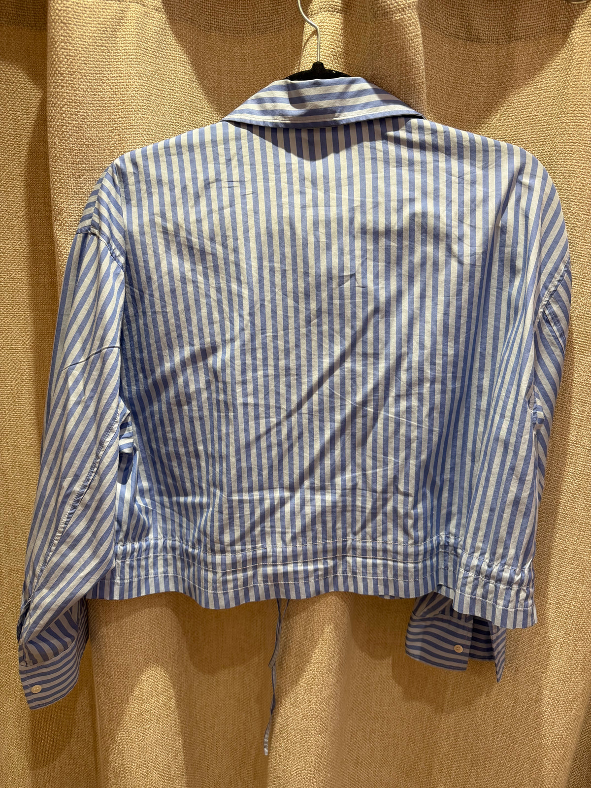 Sandro Chemise courte bleue à rayures T.L 12/09