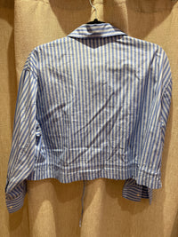 Sandro Chemise courte bleue à rayures T.L 12/09