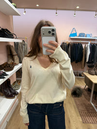 Ralph Lauren - Pull crème manches longues en coton - T.L 07/09