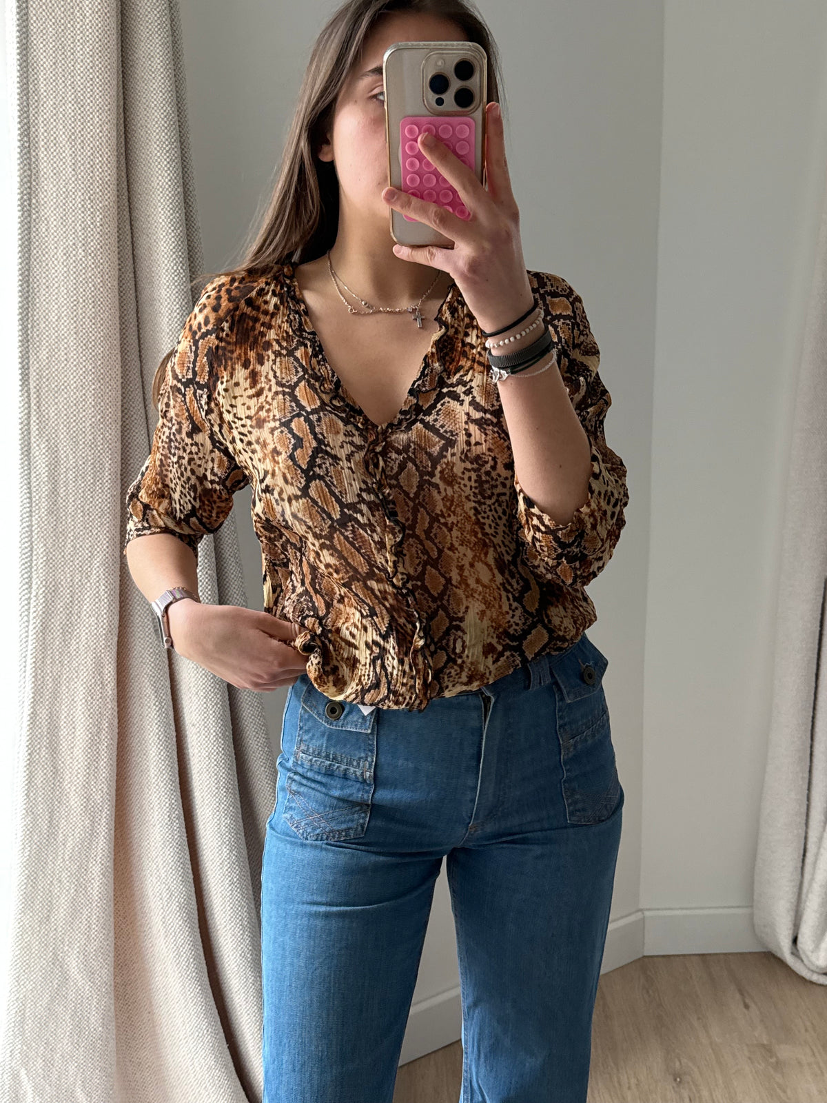 Blouse Ba&sh marron serpent T.XS