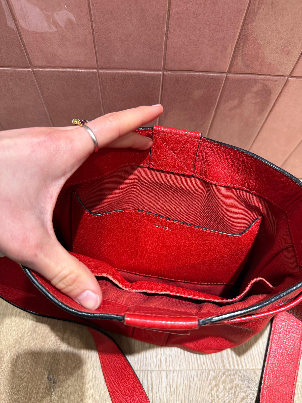 Sac Lancel rouge cuir