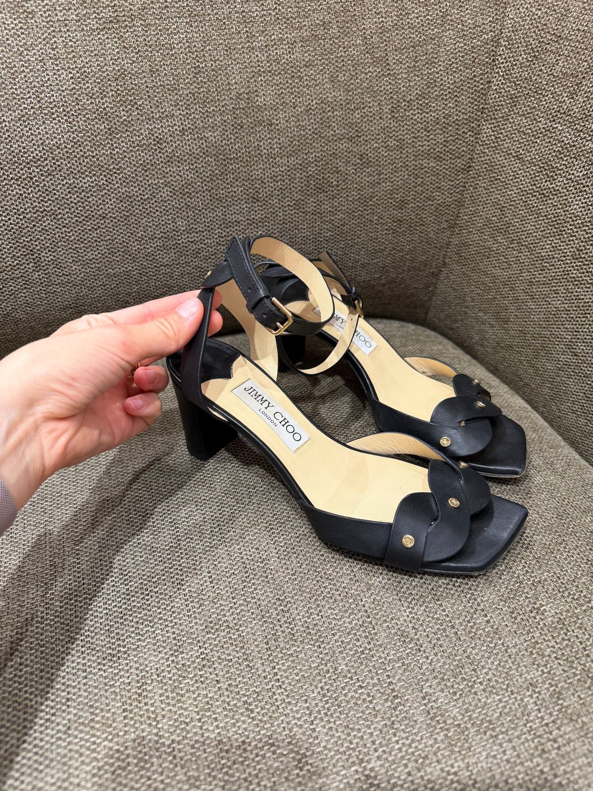 Jimmy Choo - Sandales noires à talons - T.36 1/2 01/09