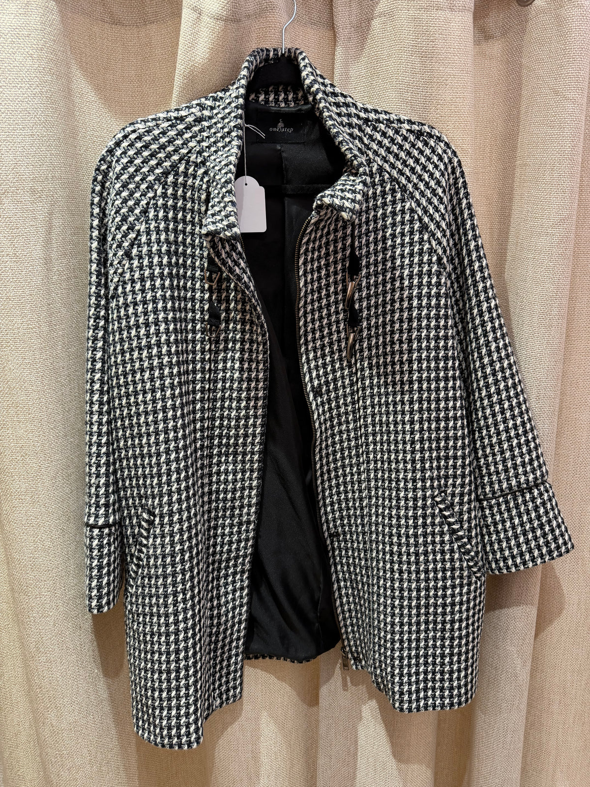 Veste pied-de-poule grise et blanche one step T.42 25/10