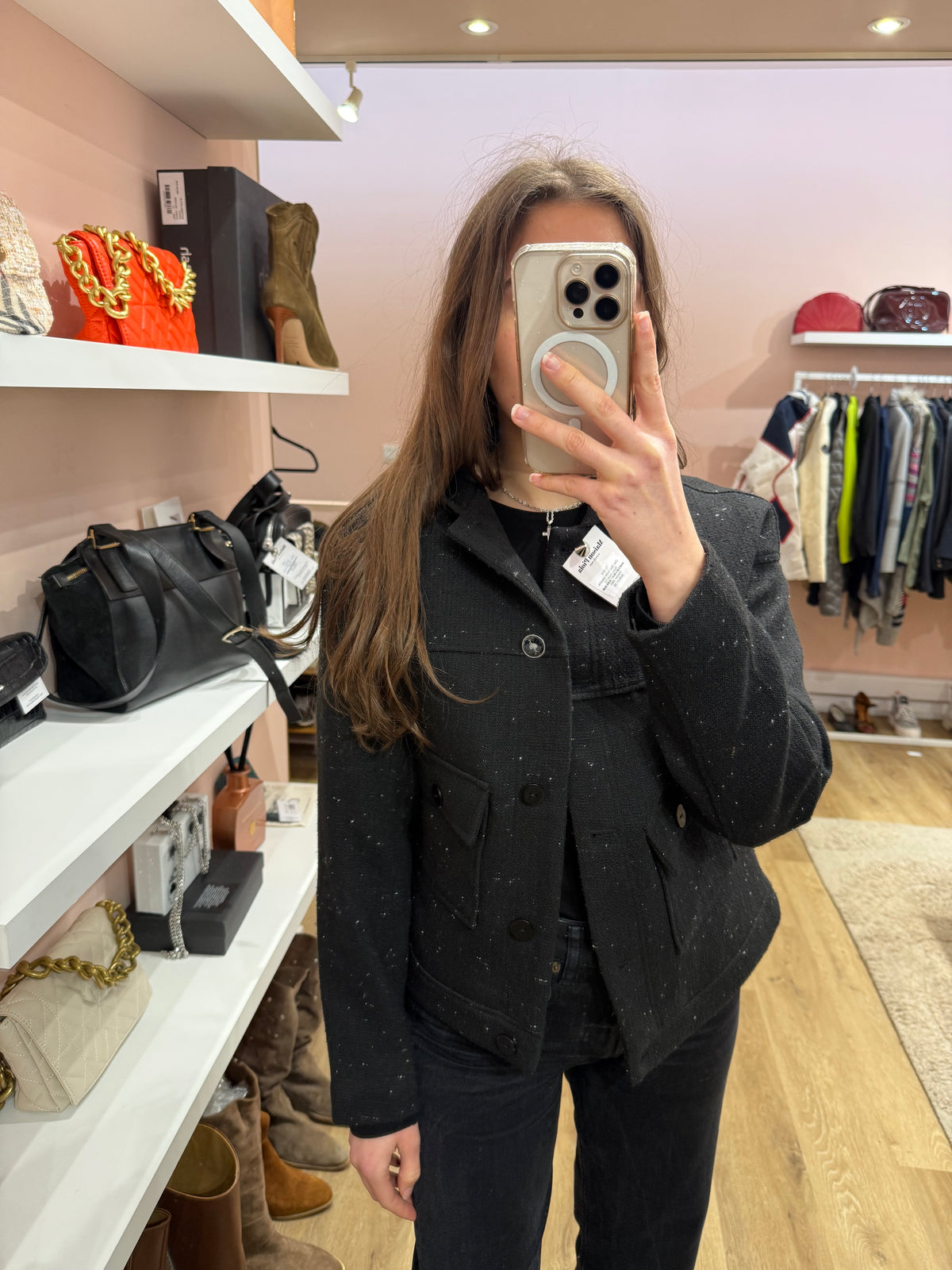 One Step Veste capuche Noire chiné T.S