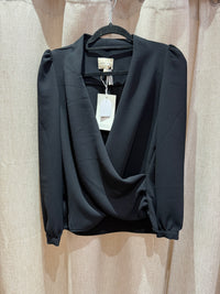 Blouse noire croisée manches longues Sézane T.S