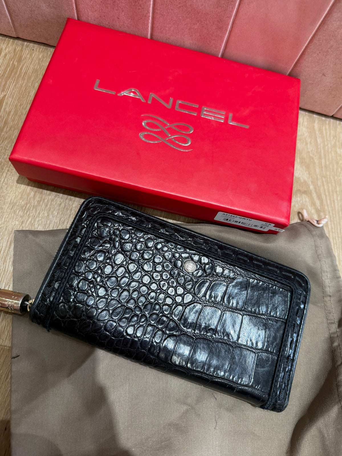 Porte-feuille lancel croco noir 30/06