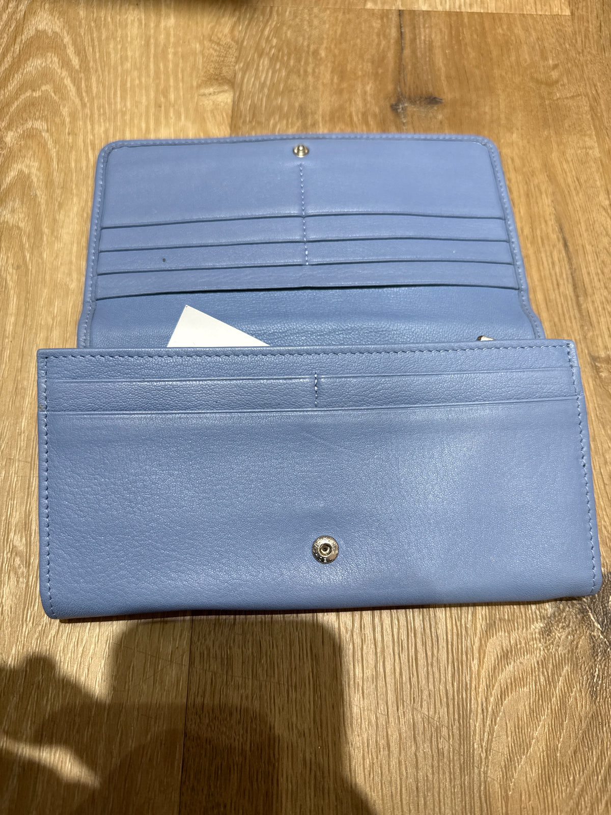 Portefeuille lisse cuir Longchamp bleu