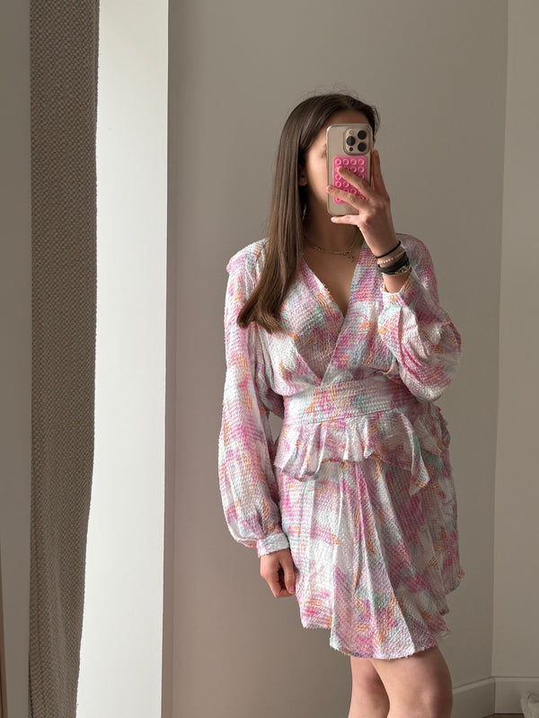 Robe Iro rose et verte T.S