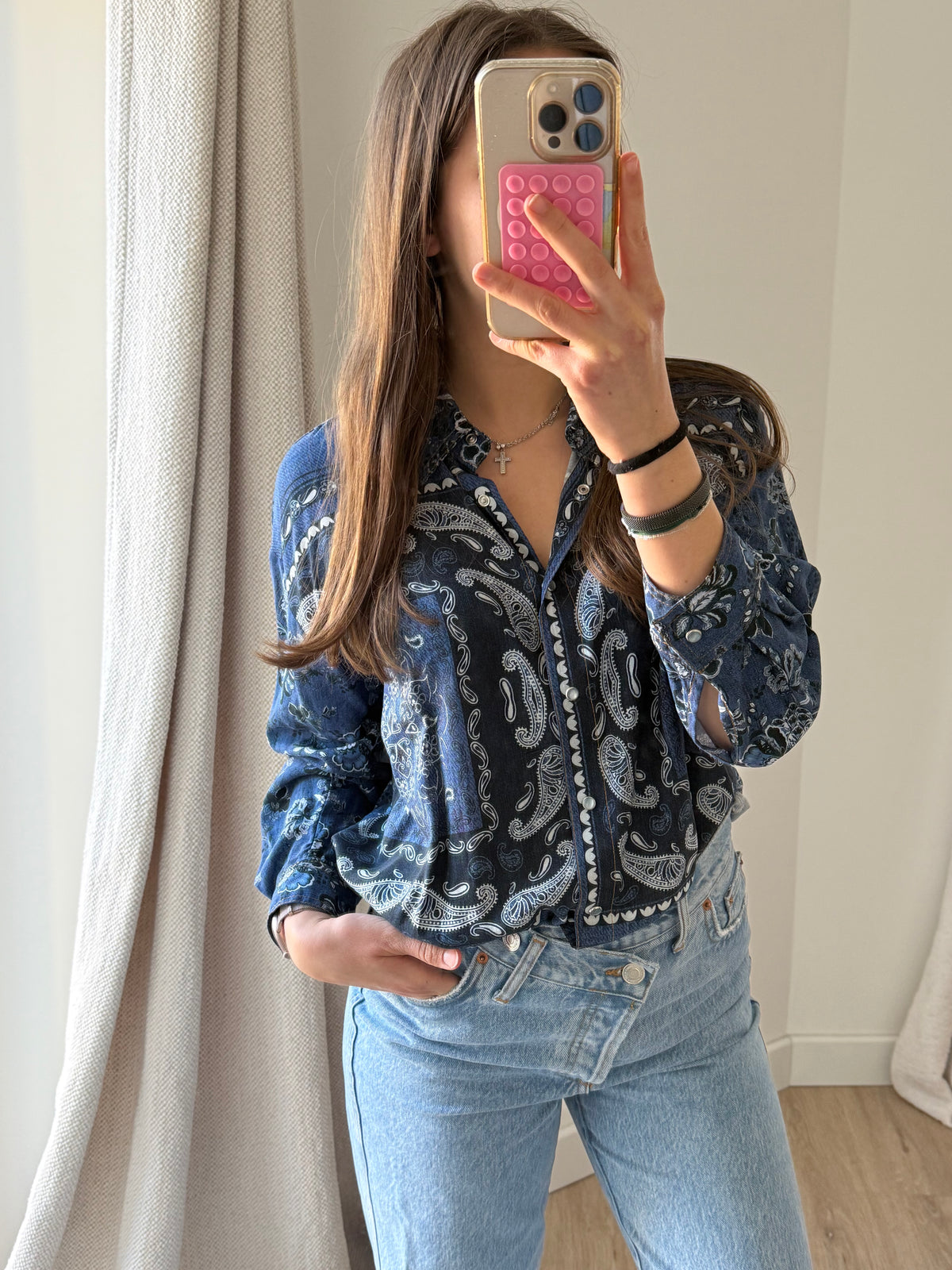Chemise Liujo motif cachemire bleu T.40