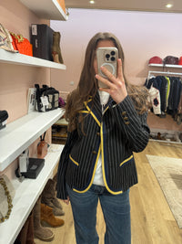 Blazer laine noir à rayures T38 galiano