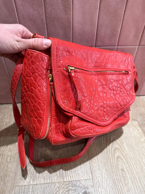 Sac rouge petit mendigote en cuir