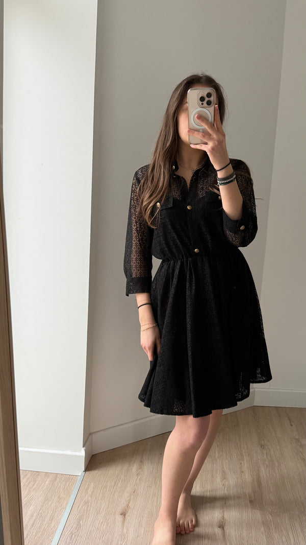 Robe Maje dentelle noire T.36