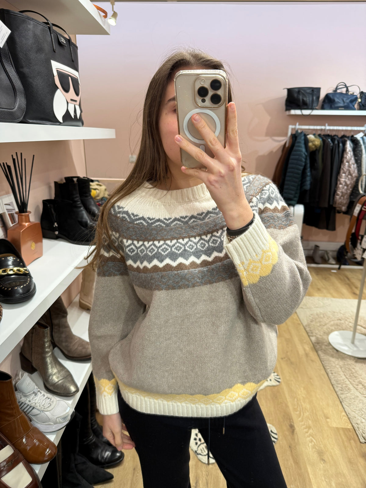 Pull beige & jaune Weill T.M