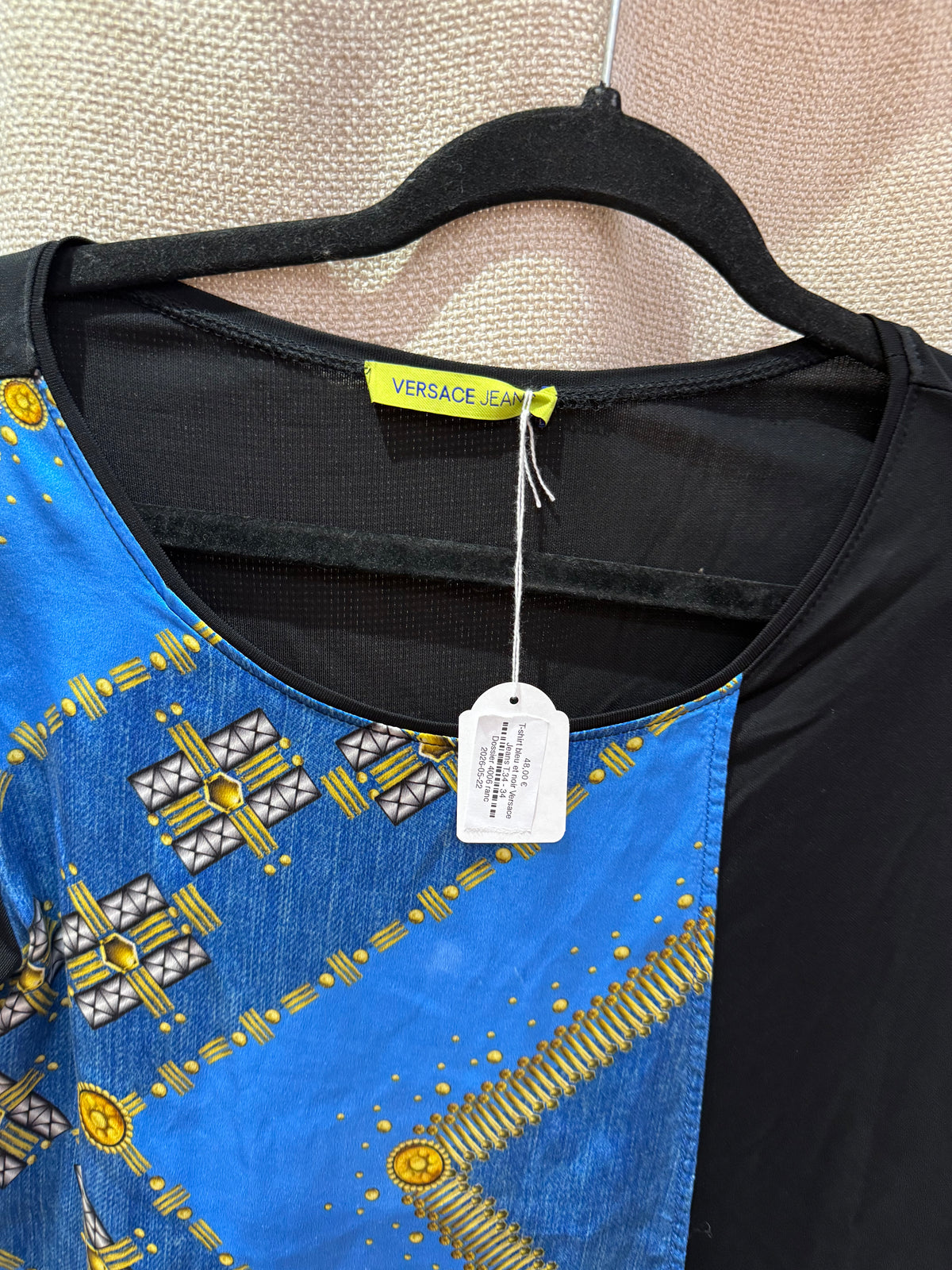 T-shirt bleu et noir Versace Jeans T.34