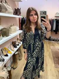 Robe Ba&sh longue bleu marine et beige T.S 21/09