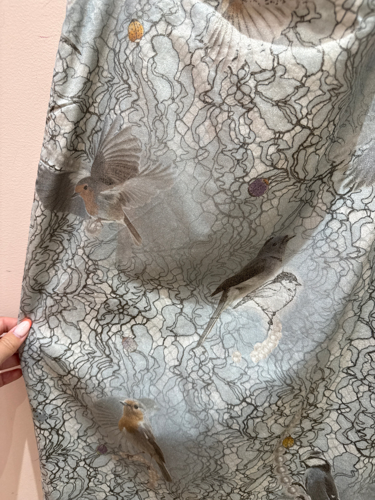 Marc Cain Jupe satin bleu gris T.L