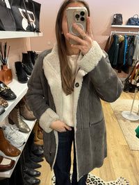 Veste en peau laine Weill grise T.40