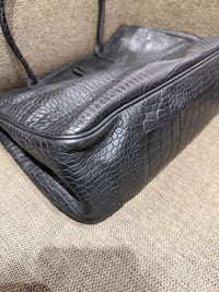 Sac cabas Longchamp noir effet croco 10/10