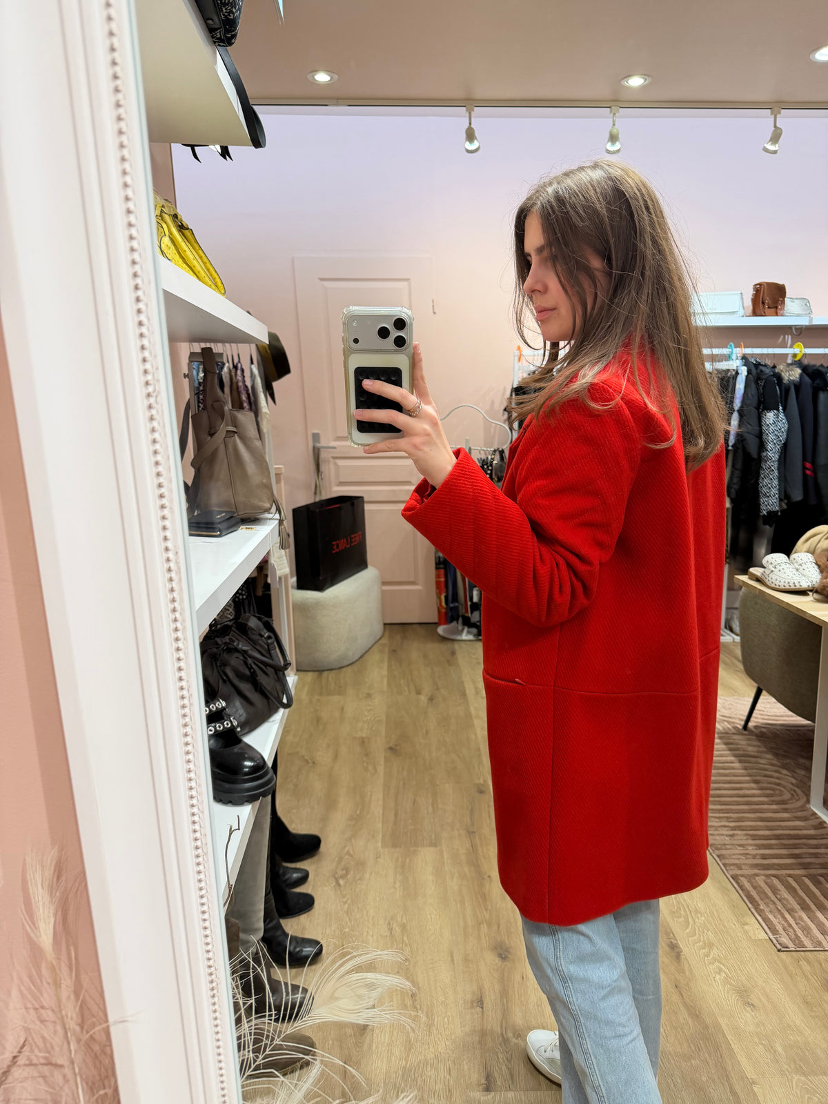Manteau rouge en laine - Claudie Pierlot - T.38 20/10