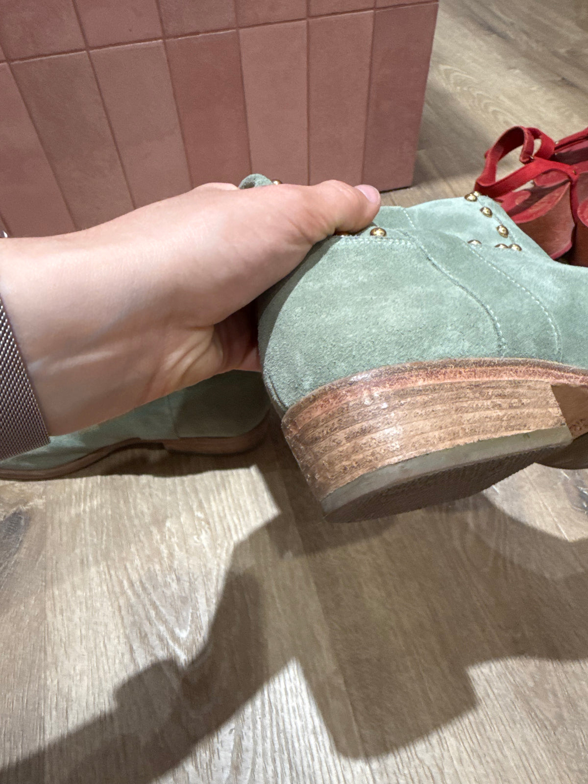 Bottines vertes en daim - vert - T.39/40 30/05