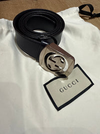 Ceinture Gucci T.90 bleu marine vente privée