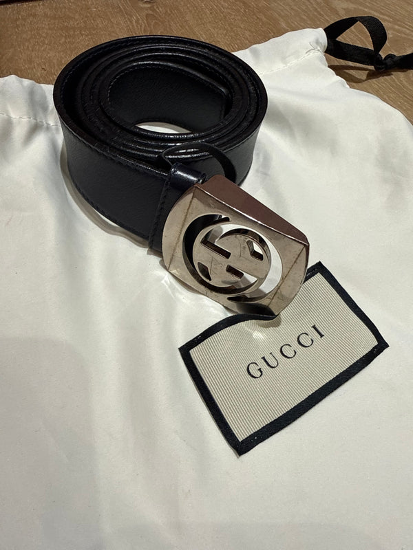 Ceinture Gucci T.90 bleu marine vente privée