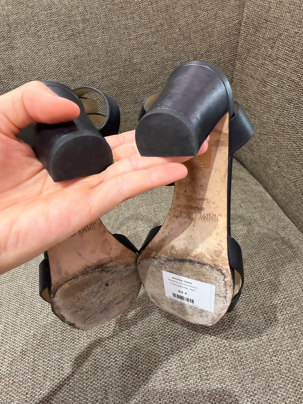 Jimmy Choo - Sandales noires à talons - T.36 1/2 01/09