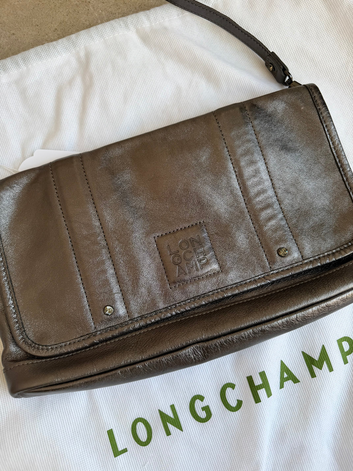 Sac en cuir argenté Longchamp 16/08
