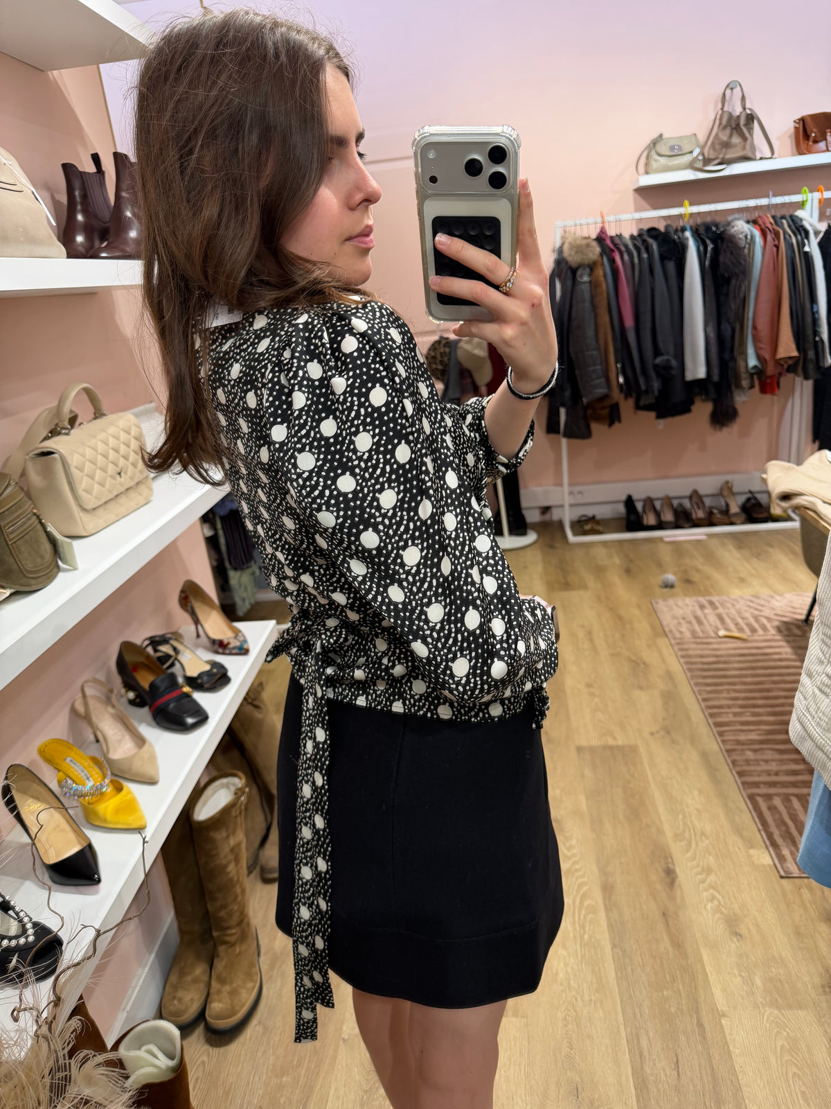 Blouse noire à pois blancs Claudie Pierlot - T.S 22/09