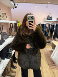 Manteau long marron en fausse fourrure Zara - T.S 16/10