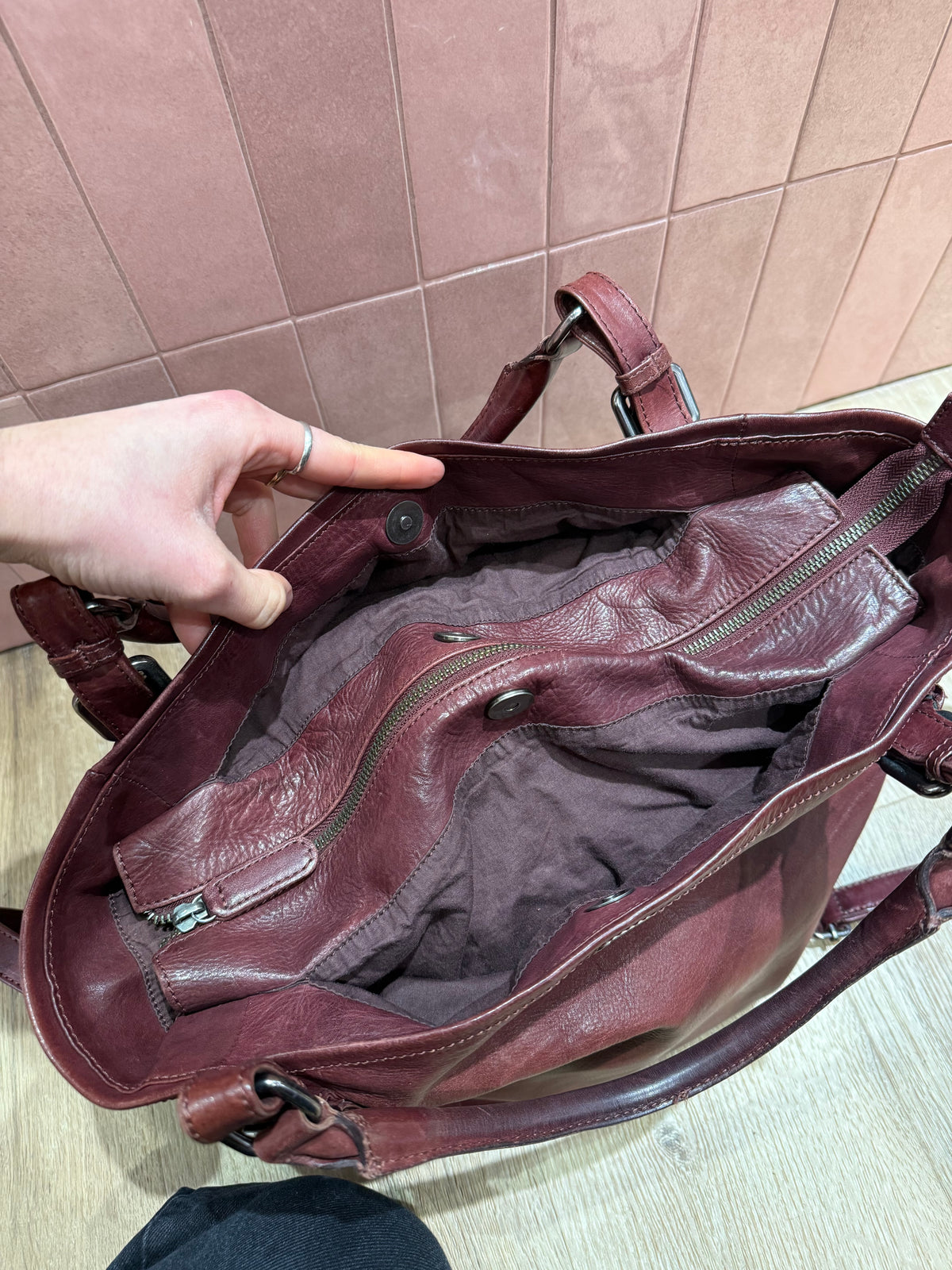 Sac IKKS bordeaux cabas cuir TU