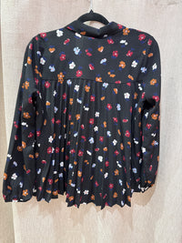 Blouse noir et rose i.code fleurs blanches T.S