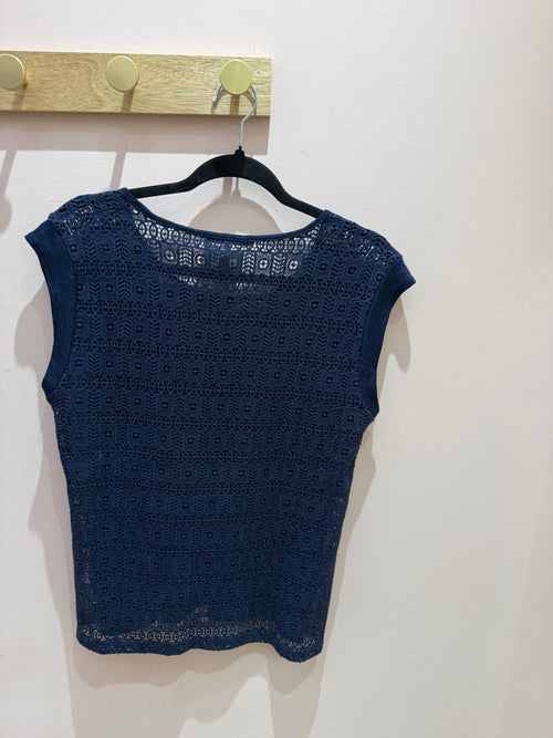 Gérard Darel - T-shirt bleu marine dentelle dos - bleu marine - L