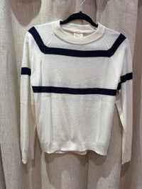 Pull blanc rayures bleu marine O’mer T.M