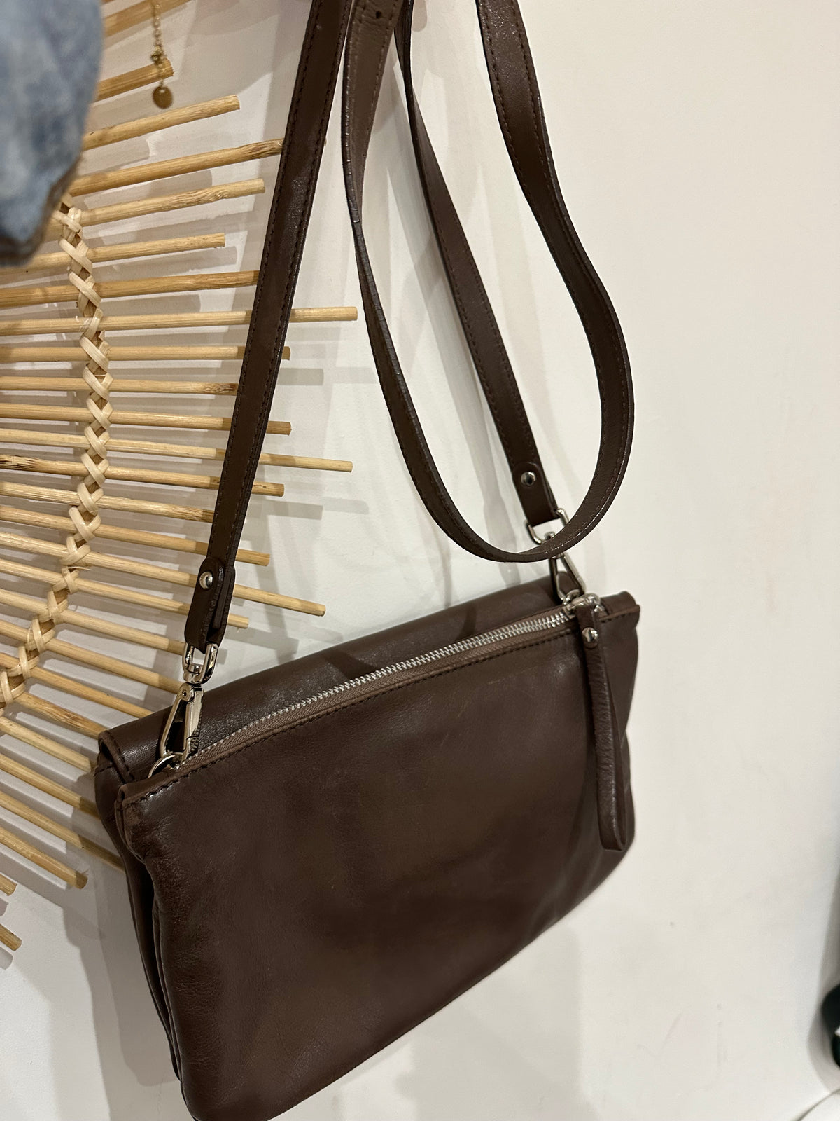 Sac en cuir marron bandoulière