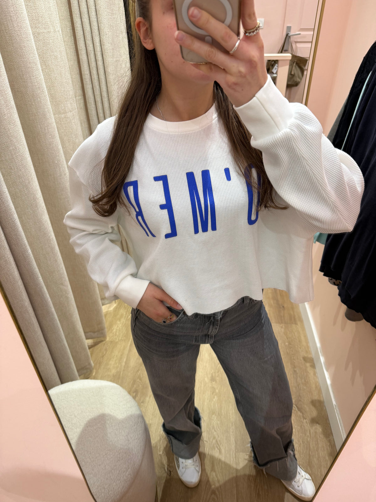 Sweat blanc court Omer Taille TS