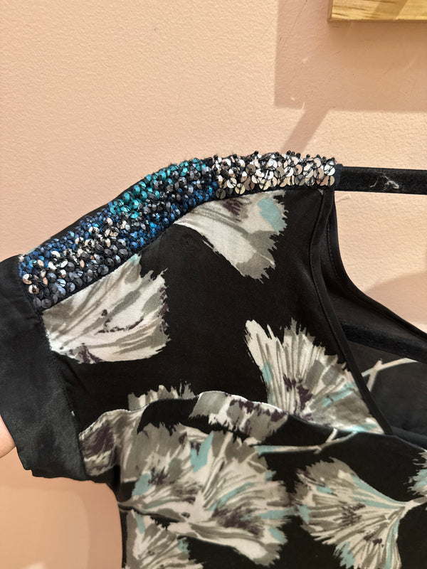 One Step - Robe manches courtes Noir et vert - T.M