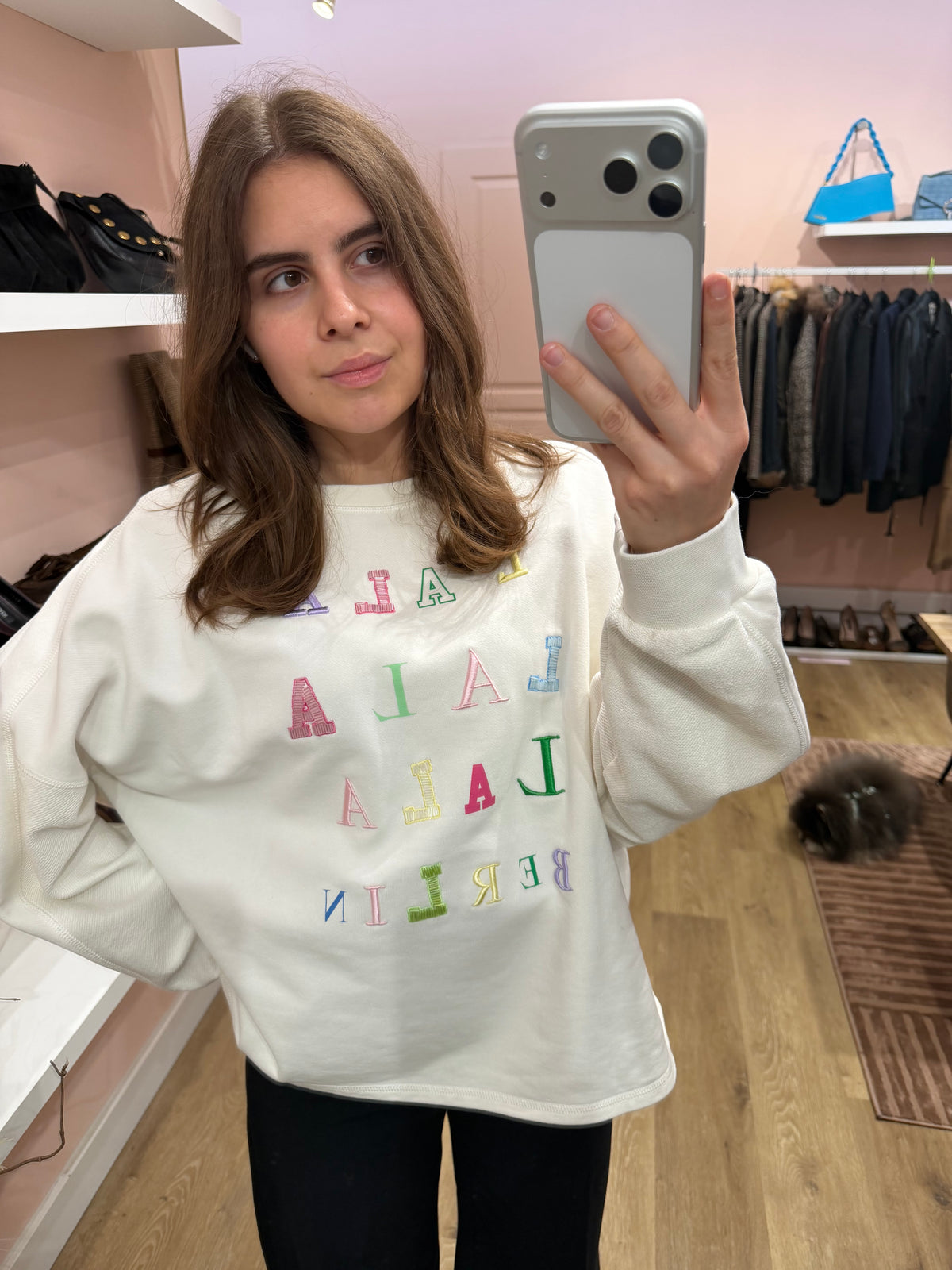 Sweat rose et vert en coton - Lala Berlin - T.M 07/09
