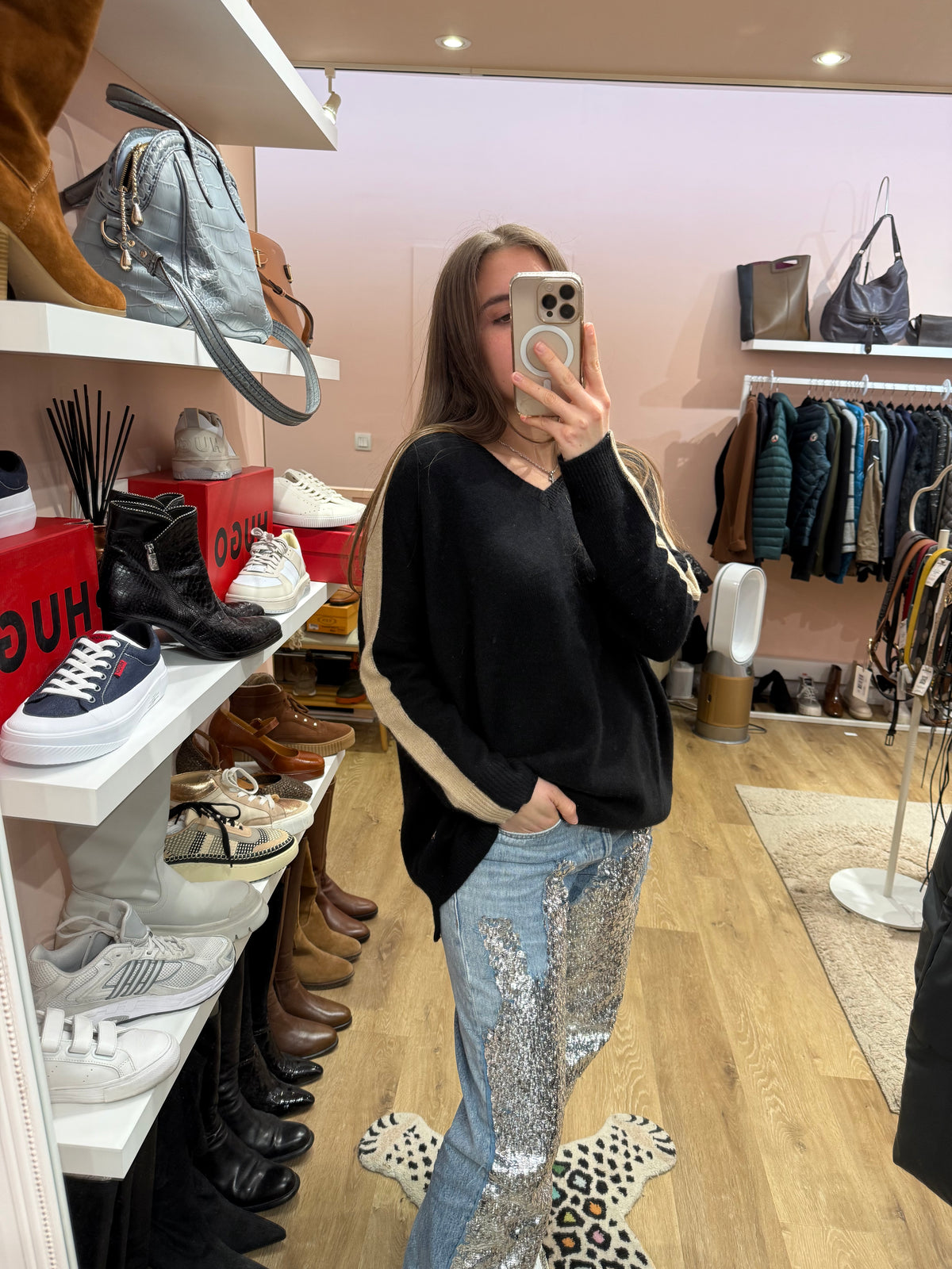 Pull noir bandes beige Weill T.L