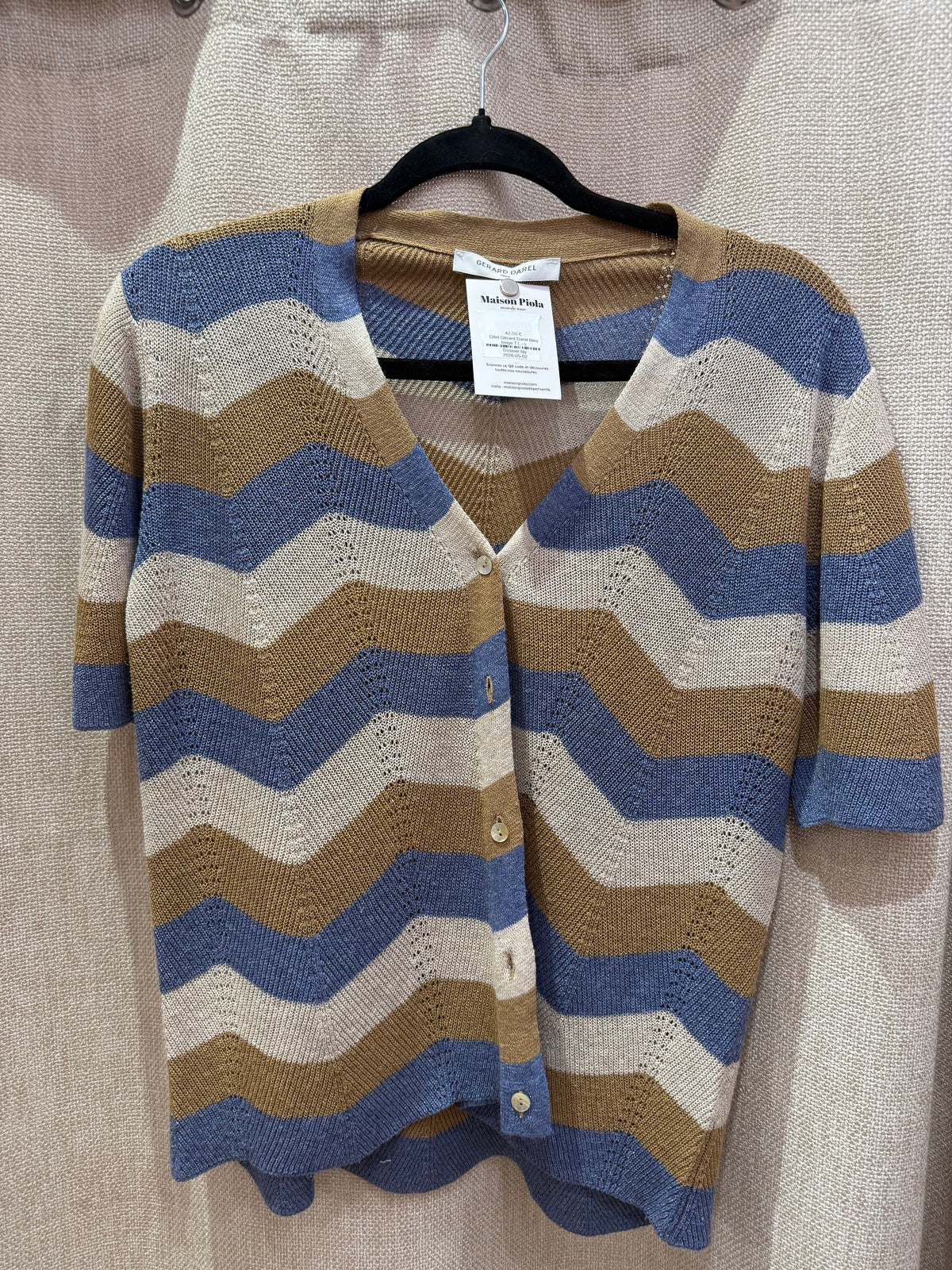 Gilet Gérard Darel bleu beige T.L