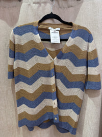 Gilet Gérard Darel bleu beige T.L